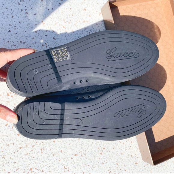 NIB Authentic Gucci Horsebit Embossed Rubber Flats Black 36 - Picture 2 of 8